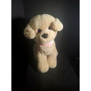adorable yellow Labrador 12 in plush with pink bandana euc